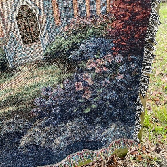 THE MANUAL WOODWORKERS AND WEAVERS PSALM 122:1 Tapestry Throw 50x60 NWT - Picture 3 of 4
